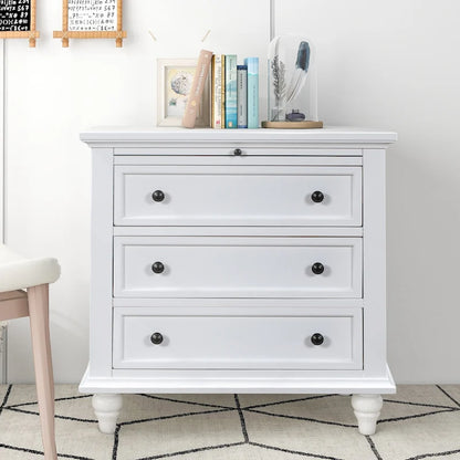 Wood 3-Drawer Storage Cabinet with Pull-Out Tray - 16.90 x 28.00 x 28.10