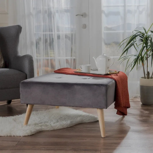 Omry Mid-Century Velvet Ottoman by Christopher Knight Home