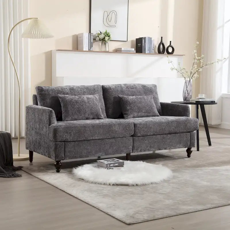 Modern Chenille Fabric Loveseat - 62.68 x 68.90 x 31.89