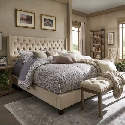 Detmold Wingback Button Tufted King Bed