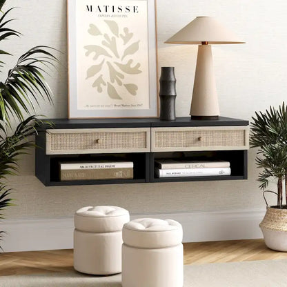 Nathan James Jackson Modern Floating Bedroom Nightstand with Storage Drawer and Open Shelf Cubby