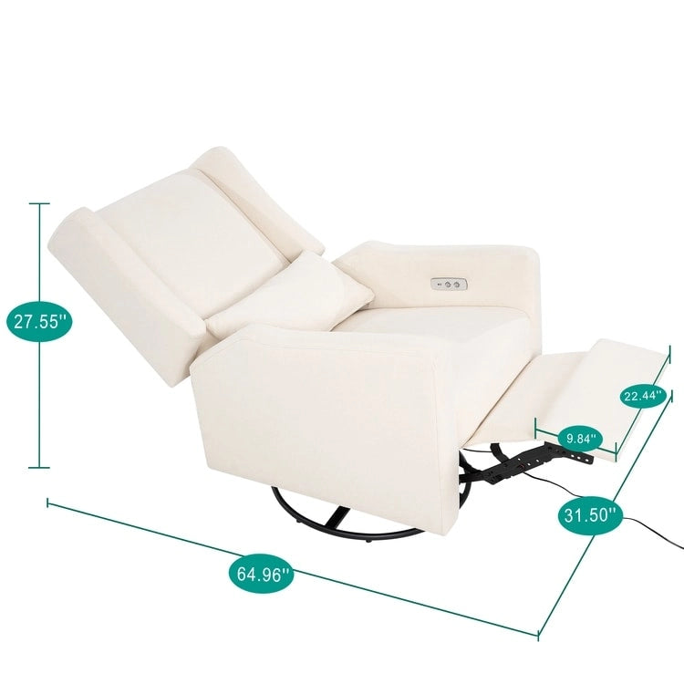 Tanya Luxury Power Motion Recliner Chair with Swivel Glider, Upholstered Living Room Reclining Sofa Chair with Lumbar Support