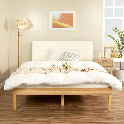 14 Inch Solid Pine Wood Platform Bed Frame No Squeak Bed Frame with Wooden Slats No Box Spring Needed