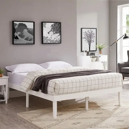 14 Inch Solid Pine Wood Platform Bed Frame No Squeak Bed Frame with Wooden Slats No Box Spring Needed