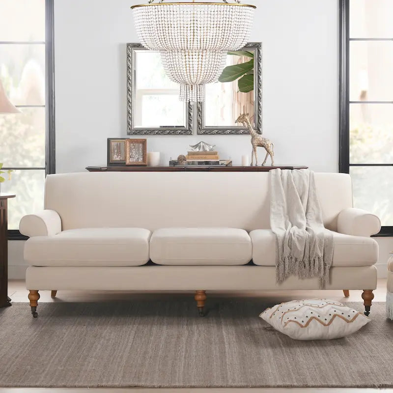 Alana Lawson 88 Inch Living Room Sofa  Three Cushion Couch with Rolled Arms and Tight Back  Minimal Assembly Required