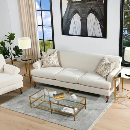 Alana Lawson 88 Inch Living Room Sofa  Three Cushion Couch with Rolled Arms and Tight Back  Minimal Assembly Required