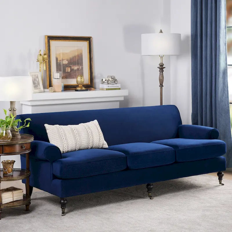 Alana Lawson 88 Inch Living Room Sofa  Three Cushion Couch with Rolled Arms and Tight Back  Minimal Assembly Required