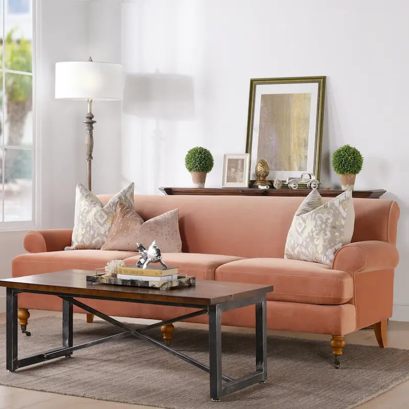Alana Lawson 88 Inch Living Room Sofa  Three Cushion Couch with Rolled Arms and Tight Back  Minimal Assembly Required