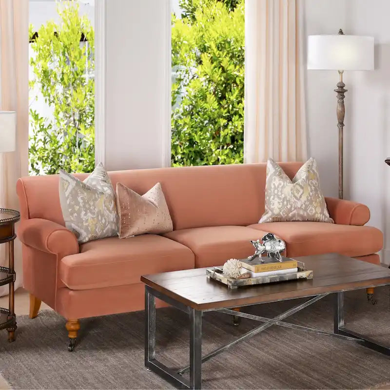 Alana Lawson 88 Inch Living Room Sofa  Three Cushion Couch with Rolled Arms and Tight Back  Minimal Assembly Required