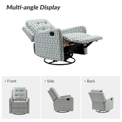 Arlette Floral Manual Swivel Recliner with Tufted Back Set of 2