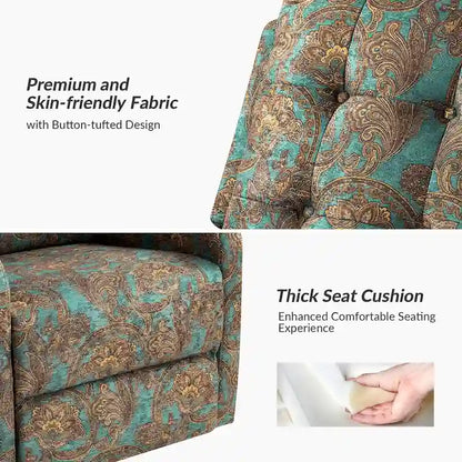 Arlette Floral Manual Swivel Recliner with Tufted Back Set of 2