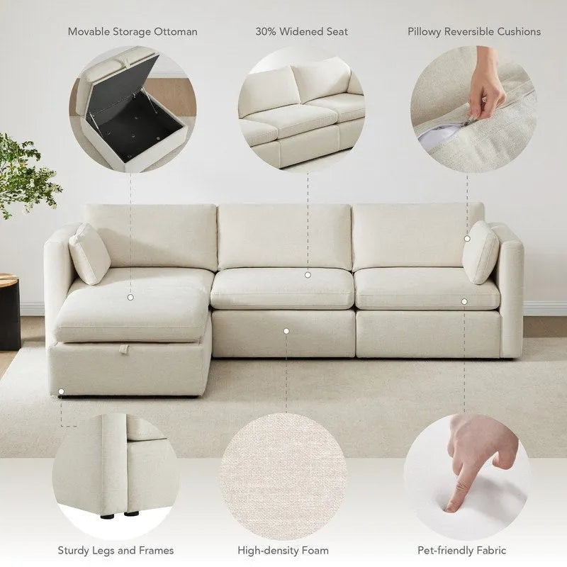 Mia Oversized Modular Sectional Fabric Sofa