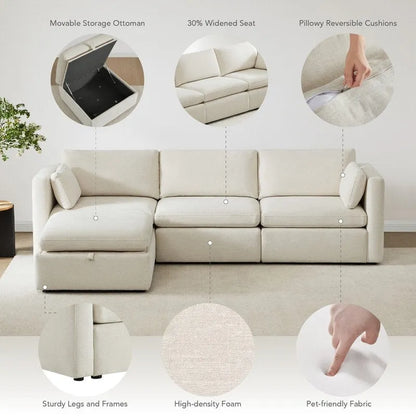 Mia Oversized Modular Sectional Fabric Sofa