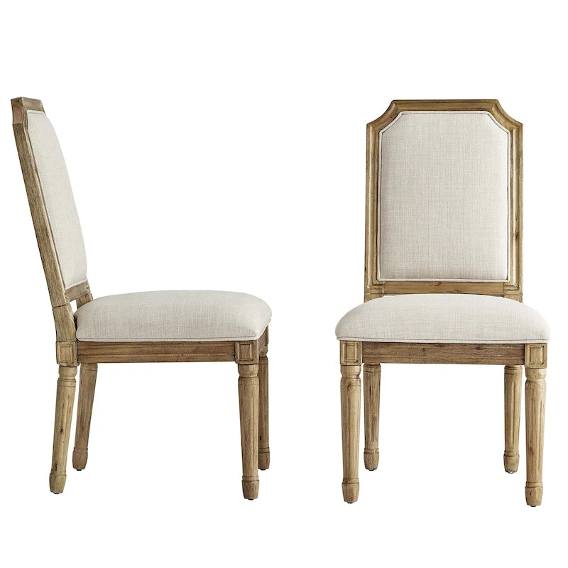 Deana Arched Linen and Wood Dining Chairs (Set of 2) by iNSPIRE Q Artisan