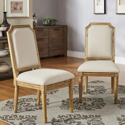 Deana Arched Linen and Wood Dining Chairs (Set of 2) by iNSPIRE Q Artisan