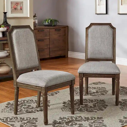 Deana Arched Linen and Wood Dining Chairs (Set of 2) by iNSPIRE Q Artisan
