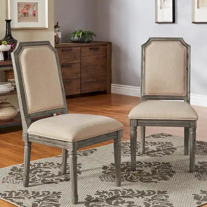 Deana Arched Linen and Wood Dining Chairs (Set of 2) by iNSPIRE Q Artisan