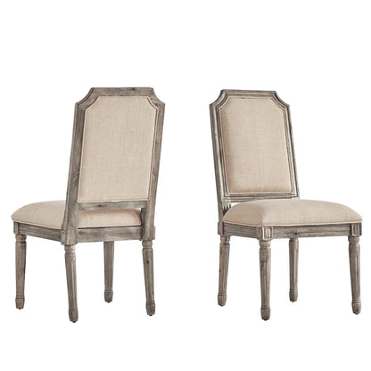Deana Arched Linen and Wood Dining Chairs (Set of 2) by iNSPIRE Q Artisan