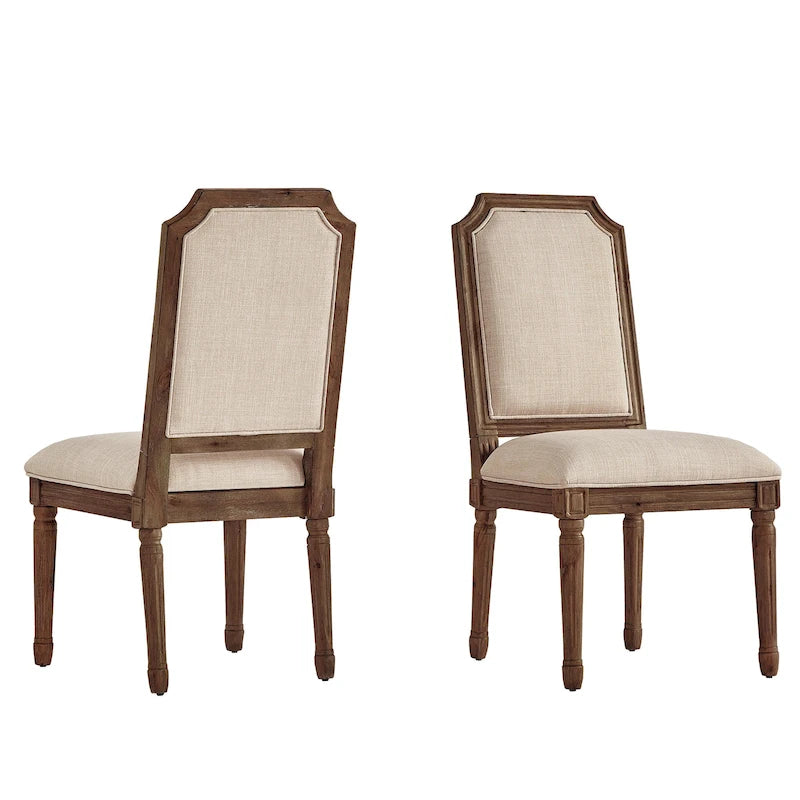 Deana Arched Linen and Wood Dining Chairs (Set of 2) by iNSPIRE Q Artisan
