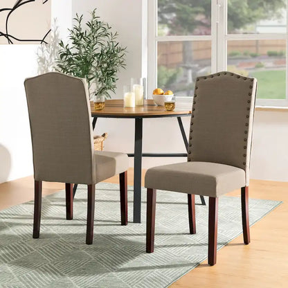 Glitzhome Modern High Back Linen Upholstered Dining Chairs with Adjustable Footpads