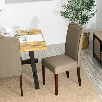 Glitzhome Modern High Back Linen Upholstered Dining Chairs with Adjustable Footpads