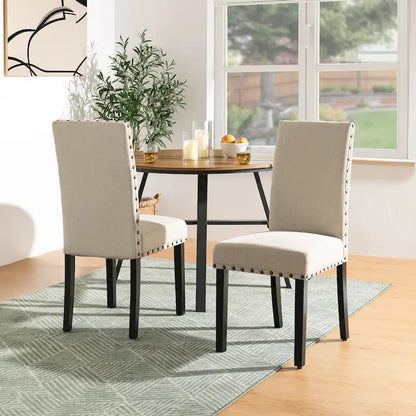 Glitzhome Modern High Back Linen Upholstered Dining Chairs with Adjustable Footpads