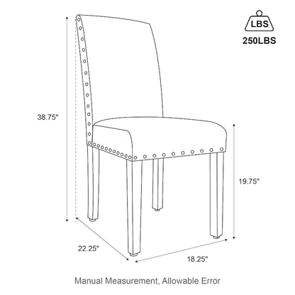 Glitzhome Modern High Back Linen Upholstered Dining Chairs with Adjustable Footpads