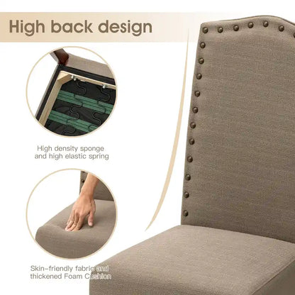 Glitzhome Modern High Back Linen Upholstered Dining Chairs with Adjustable Footpads