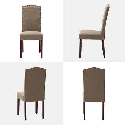 Glitzhome Modern High Back Linen Upholstered Dining Chairs with Adjustable Footpads