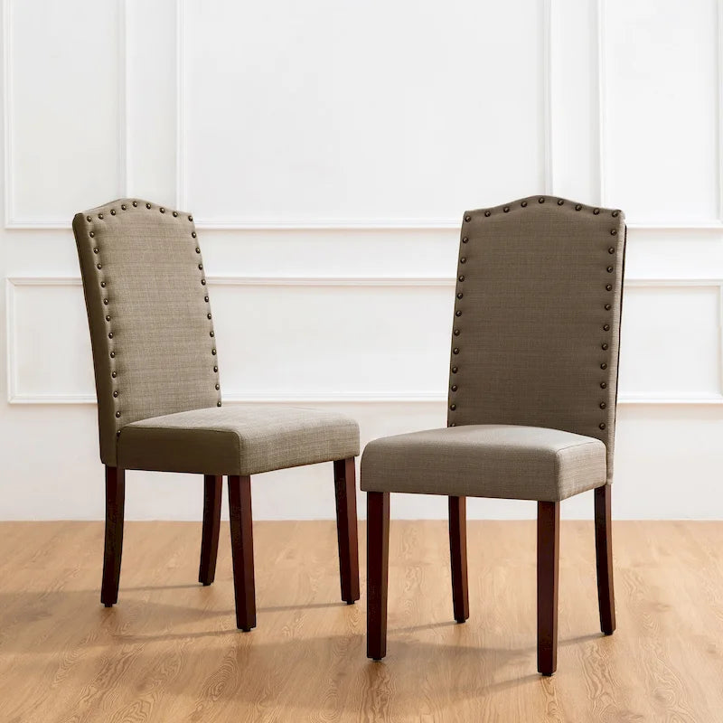 Glitzhome Modern High Back Linen Upholstered Dining Chairs with Adjustable Footpads