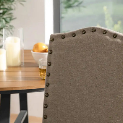 Glitzhome Modern High Back Linen Upholstered Dining Chairs with Adjustable Footpads