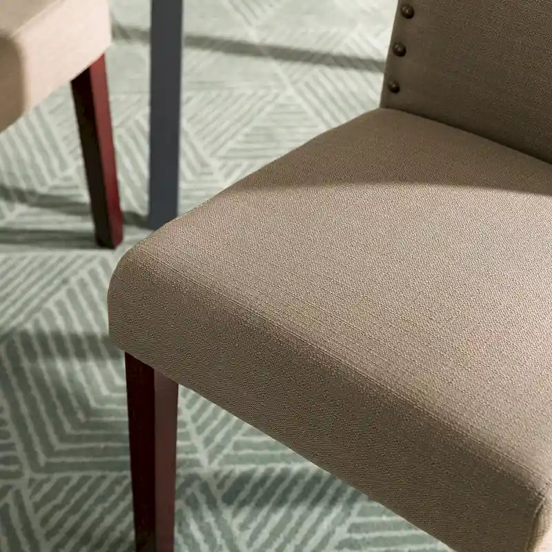 Glitzhome Modern High Back Linen Upholstered Dining Chairs with Adjustable Footpads