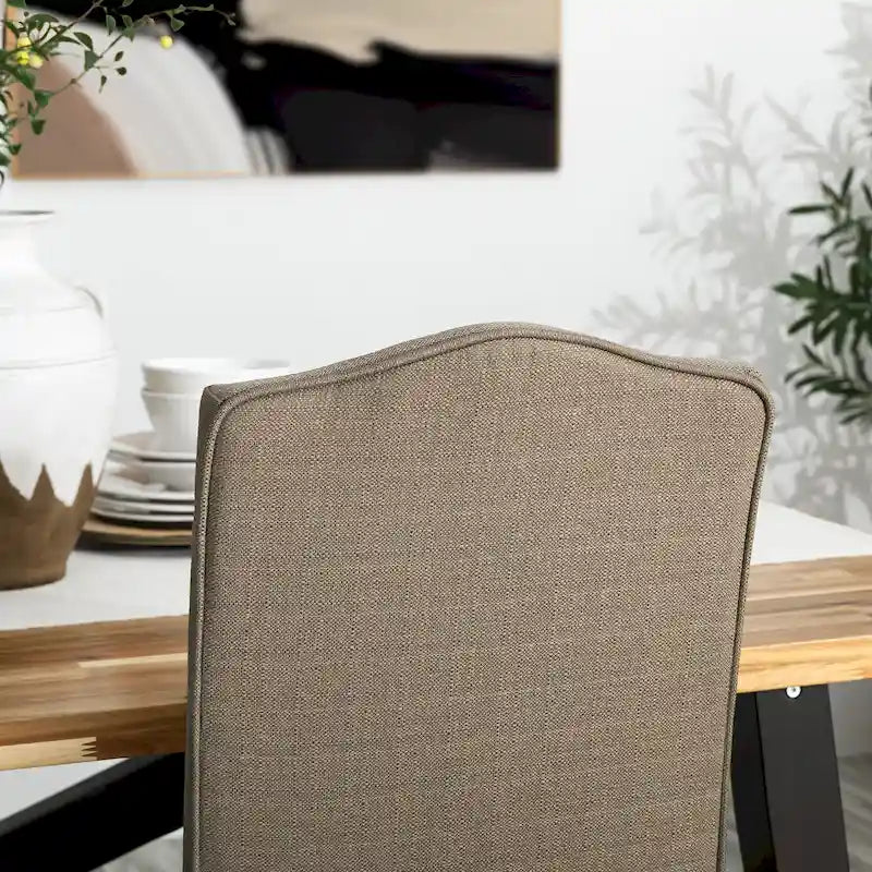 Glitzhome Modern High Back Linen Upholstered Dining Chairs with Adjustable Footpads