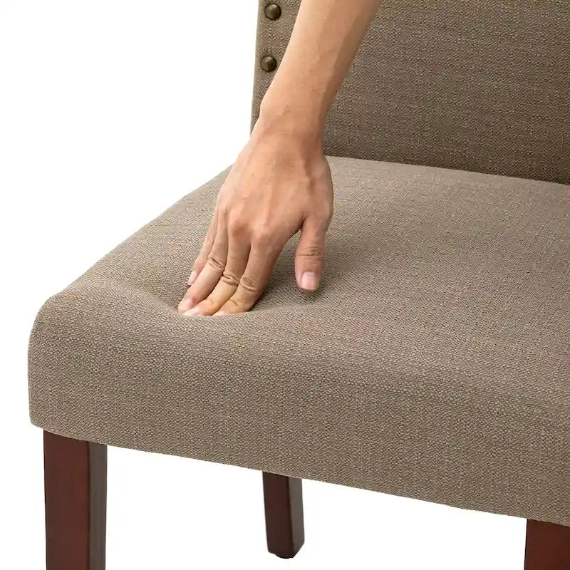 Glitzhome Modern High Back Linen Upholstered Dining Chairs with Adjustable Footpads