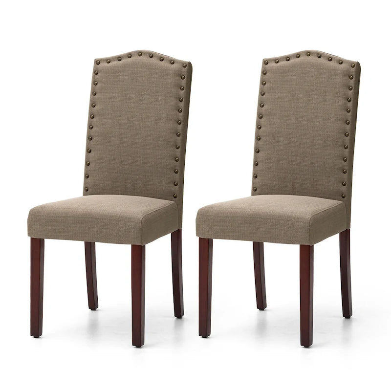 Glitzhome Modern High Back Linen Upholstered Dining Chairs with Adjustable Footpads