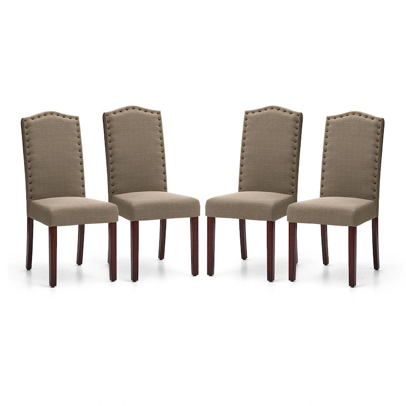 Glitzhome Modern High Back Linen Upholstered Dining Chairs with Adjustable Footpads