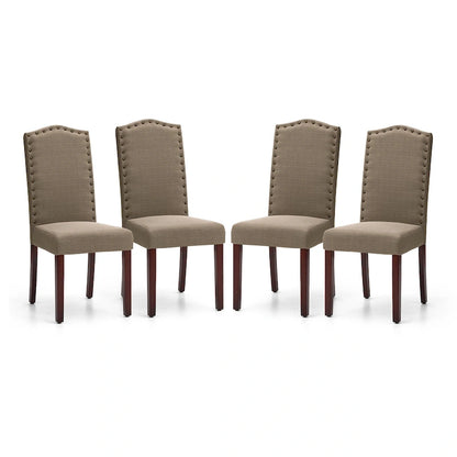 Glitzhome Modern High Back Linen Upholstered Dining Chairs with Adjustable Footpads