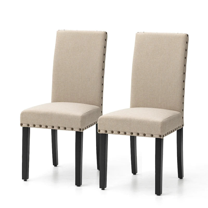 Glitzhome Modern High Back Linen Upholstered Dining Chairs with Adjustable Footpads