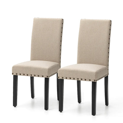 Glitzhome Modern High Back Linen Upholstered Dining Chairs with Adjustable Footpads