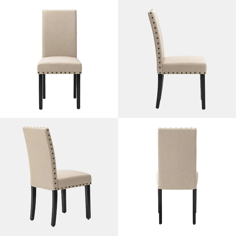 Glitzhome Modern High Back Linen Upholstered Dining Chairs with Adjustable Footpads