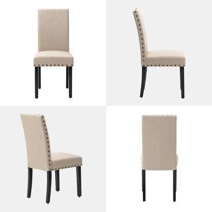 Glitzhome Modern High Back Linen Upholstered Dining Chairs with Adjustable Footpads