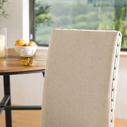 Glitzhome Modern High Back Linen Upholstered Dining Chairs with Adjustable Footpads