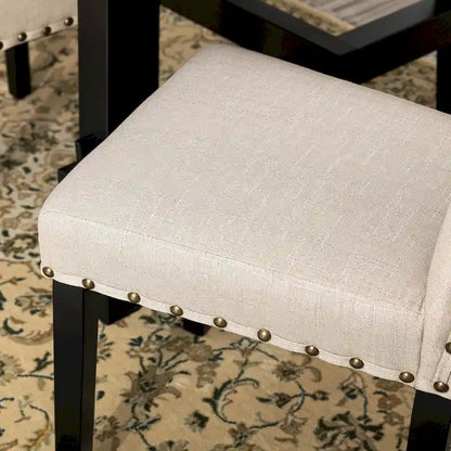 Glitzhome Modern High Back Linen Upholstered Dining Chairs with Adjustable Footpads
