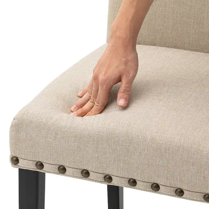 Glitzhome Modern High Back Linen Upholstered Dining Chairs with Adjustable Footpads