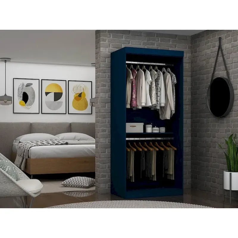Manhattan Comfort Mulberry 35.9 Open Double Hanging Modern Wardrobe Closet with 2 Hanging Rods