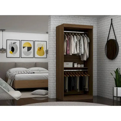 Manhattan Comfort Mulberry 35.9 Open Double Hanging Modern Wardrobe Closet with 2 Hanging Rods