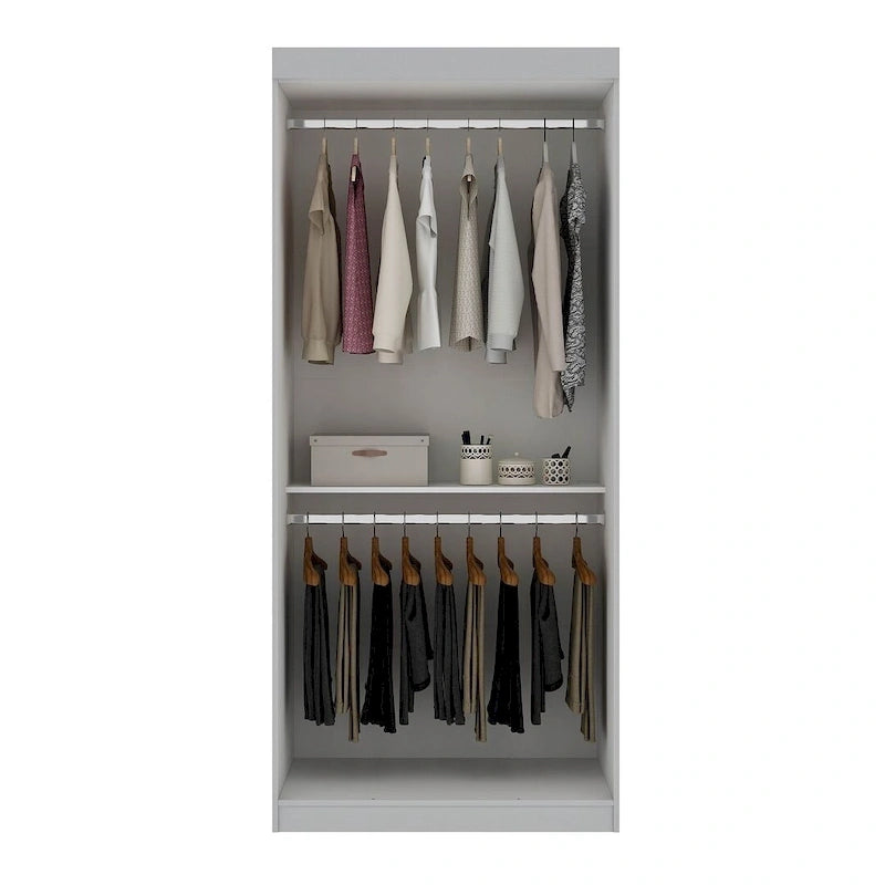 Manhattan Comfort Mulberry 35.9 Open Double Hanging Modern Wardrobe Closet with 2 Hanging Rods