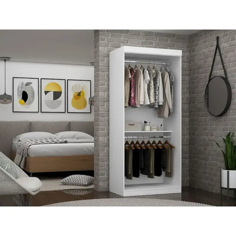 Manhattan Comfort Mulberry 35.9 Open Double Hanging Modern Wardrobe Closet with 2 Hanging Rods