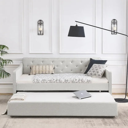 Twin Size Daybed with Twin Size Trundle Upholstered