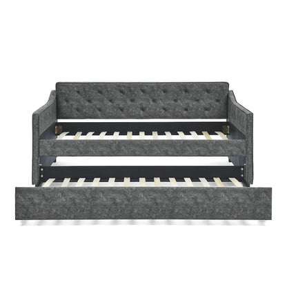 Twin Size Daybed with Twin Size Trundle Upholstered